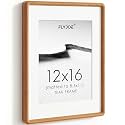 12x16 Picture Frame, Natural Solid Teak Wood Photo Frame, Rounded Corner