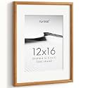 12x16 Picture Frame, Natural Solid Teak Wood Photo Frame, Square Angle