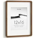 12x16 Picture Frame, Solid Walnut Wood Frame with Mat for 8.5x11 Photo