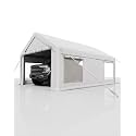 12X20 ft Carport, Portable Carport with 4 Roll-Up Windows,Doors,Car Port with 200g PE Tarp for Car Boat Truck Motorcycle, Waterproof &amp; UV Protected, Anti-Snow Portable Garage Kit Tent,Khaki