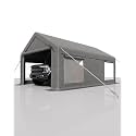 12X20 ft Carport, Portable Carport with 4 Roll-Up Windows,Doors,Car Port with 200g PE Tarp for Car Boat Truck Motorcycle, Waterproof & UV Protected, Anti-Snow Portable Garage Kit Tent,Khaki