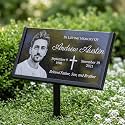 12x6 Memorial Plaques, Headstones for Graves, Grave Markers for Cemetery for Humans, Outdoor Personalized Commemorative Plaques Remembrance Garden Stones, Bereavement Headstone Picture Memorial Stones
