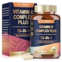 13-in-1 Vitamin B Complex Plus with Vitamin B1, B2, B3 (Niacinamide), B4, B5, B6, B7 (Biotin), B8 (Inositol), B9 (Folate), B12, C, D3, K2 - Energy, Nerve, Immune, Skin Support - 120 Vegan Capsules