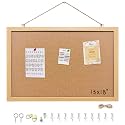 13.3"x17.8" Crude Wood Framed Hanging Cork Bulletin Board