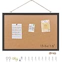 13.3"x17.8" Black Wood Framed Hanging Cork Bulletin Board