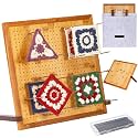 13" Crochet Blocking Board for Granny Square with 25 Pegs(Pins) & Felt Bag