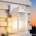 13" White Outdoor Wall Light, All-Metal Frame Porch Light