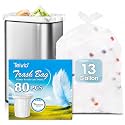 13 Gallon 80 Count Tall Kitchen Trash Bags 10 Gal 12 Gal 13 Gal fit 50 Liters Garbage Bags by Teivio, Waste Basket Bags,Bathroom Trash Can Bin Liners, Plastic Bags for home office kitchen, Clear