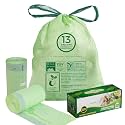 13 Gallon Compostable Trash Bags with Drawstring, Heavy Duty Extra Thick 1 Mil, 49.21 Liter, 30 Bags, Tall Kitchen Food Scrap Waste Bag, ASTM D6400, US BPI and OK Compost Home Certified