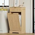 13 Gallons Tilt Out Trash Can Cabinet, Fluted Trash Cabinet, Natural Oak