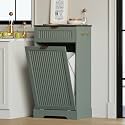 13 Gallons Tilt Out Trash Can Cabinet, Fluted Trash Cabinet, Green