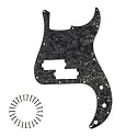 13-Hole P Bass Pickguard for Fender Precision Bass,Black Pearl 4Ply
