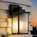 13-Inch Matte Black Outdoor Wall Light, All-Metal Frame Porch Light