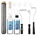 13 Pcs Carbon Fiber Repair Set 60" x 12" Carbon Fabric Fiber Cloth Roll 3pcs Fiberglass Resin Bubble Roll Tools 8oz Epoxy Resin & Hardener Measuring Cups Sticks Gloves for Cars Bike Boat