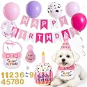 13 PCS Dog Birthday Decorations Dog Birthday Party Supplies Kit Pink
