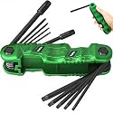 11-Piece Large Folding Torx Key Set (T9–T55), Heavy Duty Folding Star Wrench Set, Portable Compact Tool for Archery, Bike Repair, Furniture, and Basic Home Maintenance(Green)