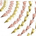 130FT Matte RoseGold Matte LightGold Glitter Triangle Pennant Banner Flag Metallic Bunting Fabric Garland for Christmas Birthday Anniversary Bridal Shower Engagement Graduation Party Decorations Decor