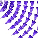 130FT Purple Glitter Triangle Pennant Banner Flag Metallic Bunting Fabric Garland for Christmas Graduation Wedding Engagement Anniversary Bachelorette Bridal Shower lavenderValentine's Party Decor