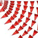 130FT Red Glitter Triangle Pennant Banner Flag Metallic Bunting Fabric Garland for Christmas Graduation Wedding Engagement Anniversary Bachelorette Birthday Bridal Shower Valentine's Party Decor
