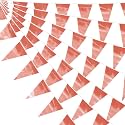 130FT Rose Gold Glitter Triangle Pennant Banner Flag Metallic Bunting Fabric Garland for Christmas Wedding Birthday Anniversary Bridal Shower Engagement Graduation Party Decorations Decor