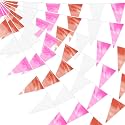 130FT Rose-Gold Pink Glitter Triangle Pennant Banner Flag Metallic Bunting Fabric Garland for Christmas Graduation Wedding Engagement Anniversary Bachelorette Bridal Shower Valentine's Party Decor