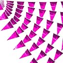 130FT Rose Red Glitter Triangle Pennant Banner Flag Metallic Bunting Fabric Garland for Christmas Wedding Birthday Anniversary Bridal Shower Engagement Graduation Party Decorations Decor