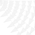 130FT White Glitter Triangle Pennant Banner Flag Metallic Bunting Fabric Garland for Christmas Graduation Wedding Engagement Anniversary Bachelorette Birthday Bridal Shower Valentine's Party Decor