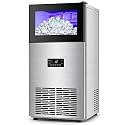 130LBS/Day High-Output Commercial Ice Maker with 35LBS Bin - Stainless Steel Undercounter/Freestanding Ice Machine for Home Bar & Outdoor - Auto Operation - Includes Scoop & Hose