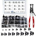 130Pcs 6-25mm Spring Band Hose Clamps With Swivel Flat Hose Clamp Plier Assortment Kit, Constant Tension Steel Clamps for Fuel Lines, Silicone, Vacuum Hoses & Low-Pressure Air Clips