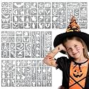 135 PCS Temporary Tattoo Stencils for Kids and Adults Halloween Party Supplies, 12 Sheets Halloween Ghost Witch Bat Glitter Tattoo Stencil for Boys Girls, Face and Body Paint Stencils Kit, Reusable
