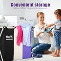 135L Laundry Cloth Hamper Bag Sorter Basket Bin Foldable 3 Sections with Aluminum Frame 24'' × 14'' x 23'' Washing Storage Dirty Clothes Bag for Bathroom Bedroom Home (Purple)