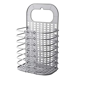 wall mounted bathroom hanging mesh laundry basket toiletry organization washing bin home portable magic sticker plastic laundry hamper bag for bathroom bedroom dirty clothes