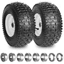 13x5.00-6 nhs Lawn Mower Tire and Wheels Tubeless with 3/4" 5/8" Bearings, 13x5x6 Zero Turn Mower Front Tires for Commercial Grade Lawn 3"-4" Adjustable Centered Hub, 2PCS