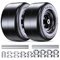 13x6.50-6" Flat Free Lawn Mower Tires, Universal Fit Solid Front Tires for Zero Turn Mowers, Adjustable Hub with 3/4" & 5/8" Bearings for Residential & Commercial Use, 2 Pack, Large Bearing Design