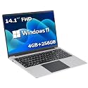 14.1 inch Laptop Computer, Quad Core Laptop Notebook Windows 11 Traditional Laptop with 4GB DDR4 256GB SSD 2.4/5G WiFi BT4.0 HDMI USB 3.0, Large Capacity Battery