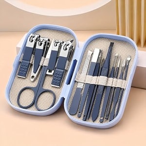 14 in 1 nail clipper set  portable stainless steel manicure amp pedicure kit for men amp women  fingernail amp toenail cutter set  personal grooming travel kit with case