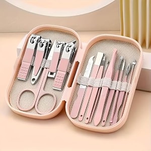 14 in 1 nail clipper set  portable stainless steel manicure amp pedicure kit for men amp women  fingernail amp toenail cutter set  personal grooming travel kit with case