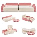 14/12-Piece Modular Kids Sofa Set All-Sponge Construction Grey Corduroy Free Combination Design