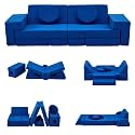 14/12-Piece Modular Kids Sofa Set All-Sponge Construction Grey Corduroy Free Combination Design