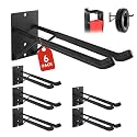 14" Large Heavy Duty Garage Hooks, Steel Garage Storage Hooks with Support Rods, Utility Wall Mount Hangers for Power Tools, Car Tires, Ladders, Chairs, Garden Tools and More (6-Pack 14" Heavy Hooks)