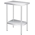 14"x24"x35" Stainless Steel Work Table, 2-Tier Commercial Prep Table with Undershelf, Heavy Duty, Rust-Resistant for Kitchen, Restaurant, Garage, Indoor/Outdoor Use