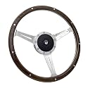 14'' Classic 9 bolt Riveted wood steering wheel w/Horn Button