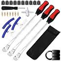 14.5"/37cm Tire Spoons Motorcycle, Dirt Bike Tire Spoon Set, Professional Tire Changing Spoons Lever Iron Tool Kit with 3 Rim Protectors &amp; Valve Core Set