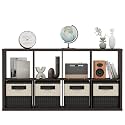 14.6" x 30" x 57.9" Eight Cubes Storage Shelf, Wooden Cube Storage Organizer with 8 Cubbies, 8 Cubbies Shelf for Bedroom, Office, Living Room, Playroom, Dark Brown