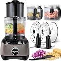 14 Cup Large Food Processor, XL Bowl, Large Chute for Blending, Mixing, Shredding, and Slicing, Meat and Vegetable Chopping, Doughing, All in One for kitchen,4 Speeds, 600W