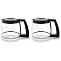14-Cup Glass Replacement Coffee Carafe Compatible with Cuisinart Coffee Maker Models DCC-2200, DCC-2600, DCC-2800, DCC-3200, and DCC-3200P1, Coffee Pot Decanter Pitcher, Black Handle (Pack of 2)