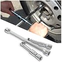 14-Inch Cross Lug Wrench, Foldable 4 Way Lug Nut Removal Tool (17,19,21,23mm), Universal Tire Iron Lug Wrench 4 Way for Car, Truck, SUV, RV, Van