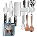 14 Inch Magnetic Knife Holder for Refrigerator - Knife Magnetic Strip for Fridge with Magnetic Hooks - Double Sided Magnetic Knife Bar - Stainless Steel Kitchen Magnetic Knife Hanger Rack