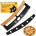 14-Inch Pizza Cutter Rocker, Sharp Stainless Steel Blade, Pizza Rocker Blade Slicer with Non-Stick Coating, Ergonomic Wooden Handle, Funny Pizza Cutter，Fun Pizza Oven Accessories Gifts for Men Dad
