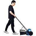 14-Inch Push Reel Mower for Small Lawns and Garden Maintenance, Features 5 Steel Blades for Efficient Cutting, Adjustable Cutting Height, Detachable Grass Catcher and Quiet Manual (Blue)
